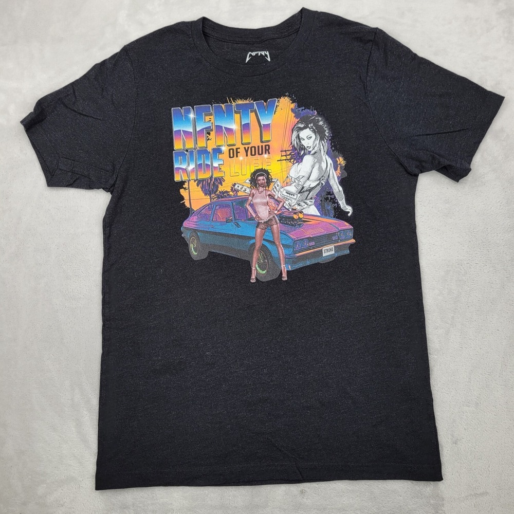NFNTY Shirt Mens Medium Infinity Biker Bikini Girl Muscle Classic Car Motor Cali